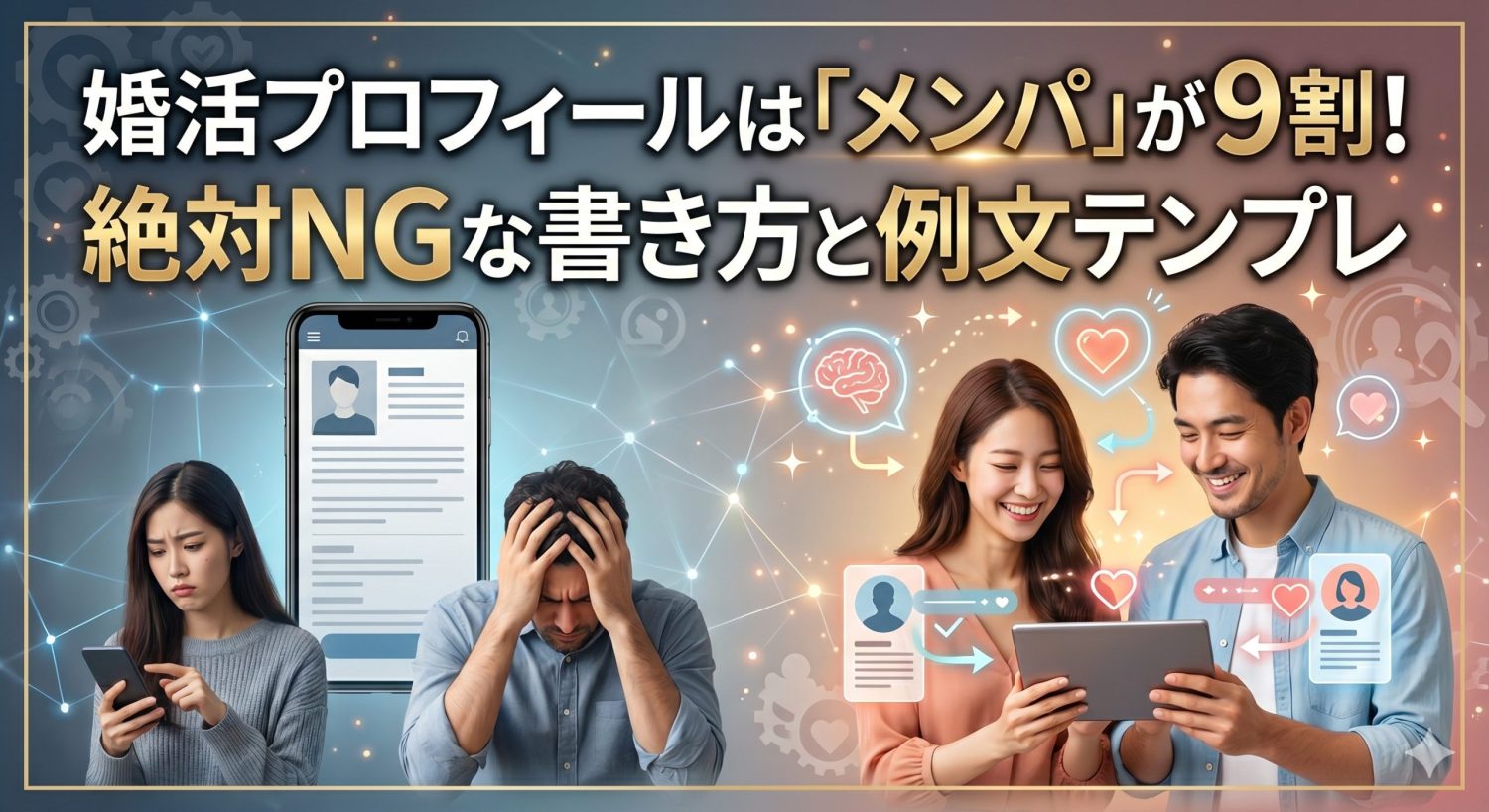 婚活プロフィールは「メンパ」が9割！絶対NGな書き方と言い換え例文テンプレ